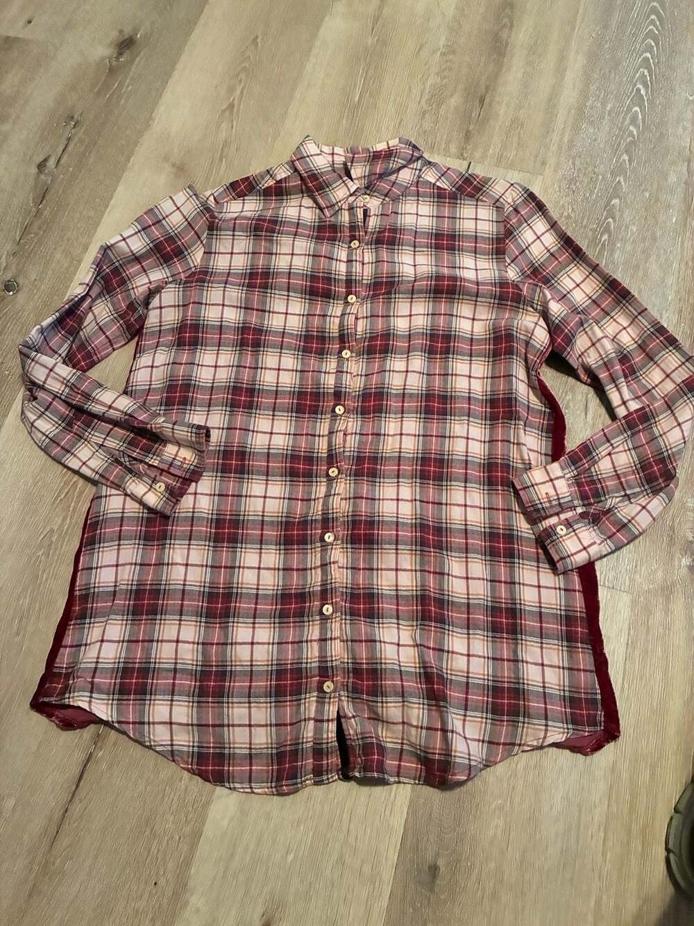 Johnny Was Lorie Plaid Embroidered Velvet Back Shirt Size S
